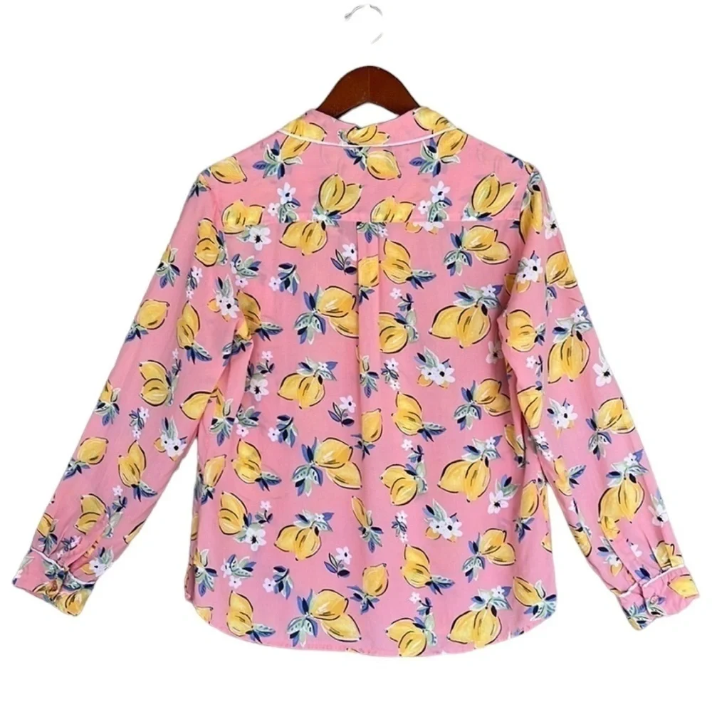 Gillian & OMalley Lemon Print Long Sleeve‎ Sleepwear Pajama Top - Picture 5 of 12